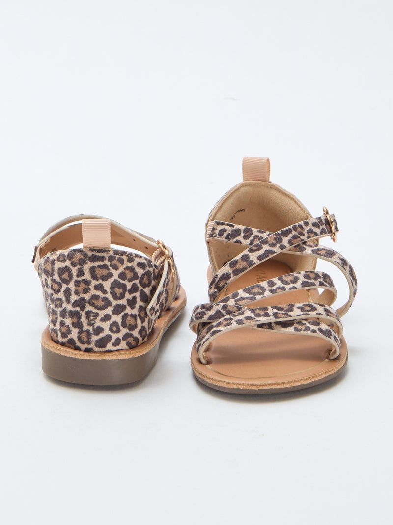 Sandalias de tiras con estampado de leopardo Marron - Kiabi