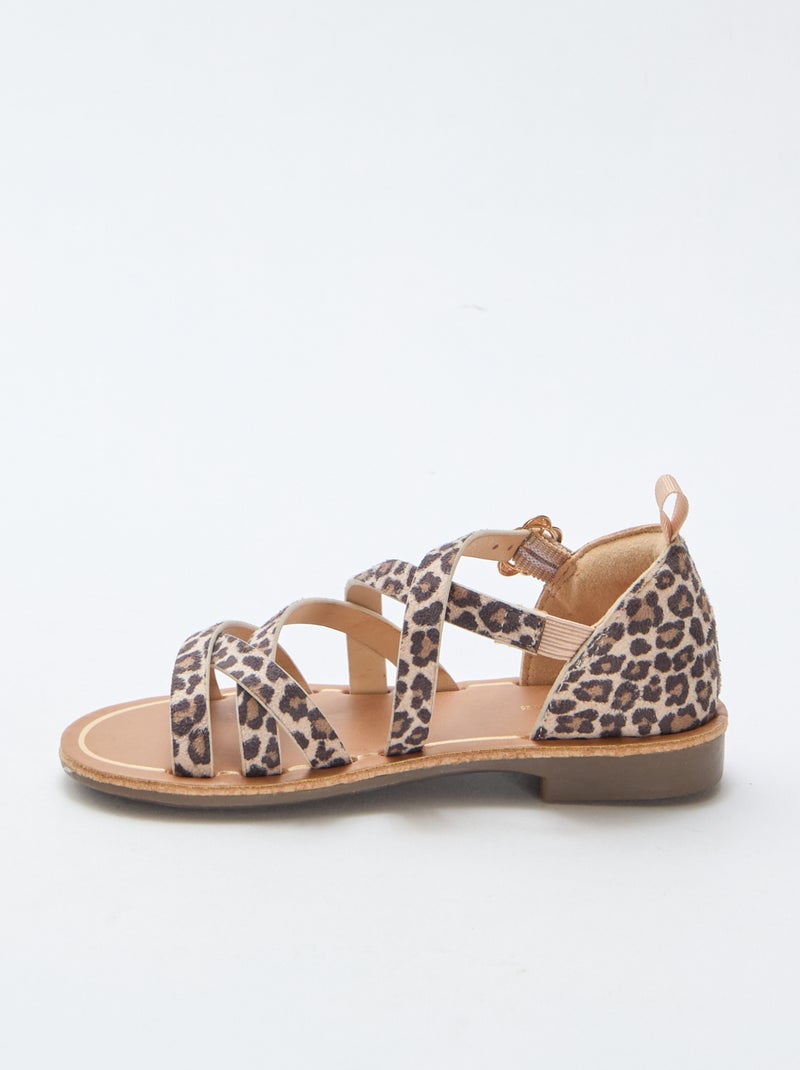 Sandalias de tiras con estampado de leopardo Marron - Kiabi