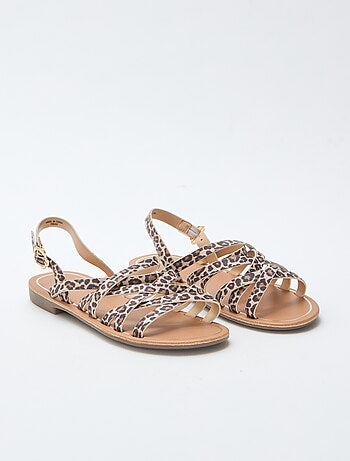Sandalias de tiras con estampado de leopardo
