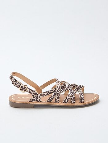 Sandalias de tiras con estampado de leopardo