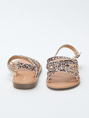 Sandalias de tiras con estampado de leopardo