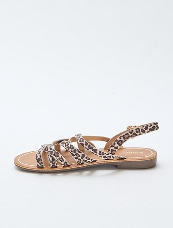 Sandalias de tiras con estampado de leopardo