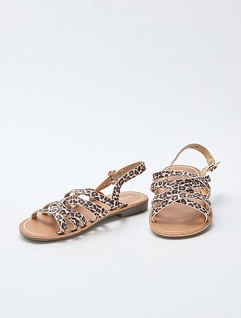 Sandalias de tiras con estampado de leopardo