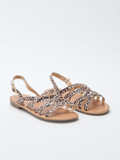 Sandalias de tiras con estampado de leopardo - Kiabi