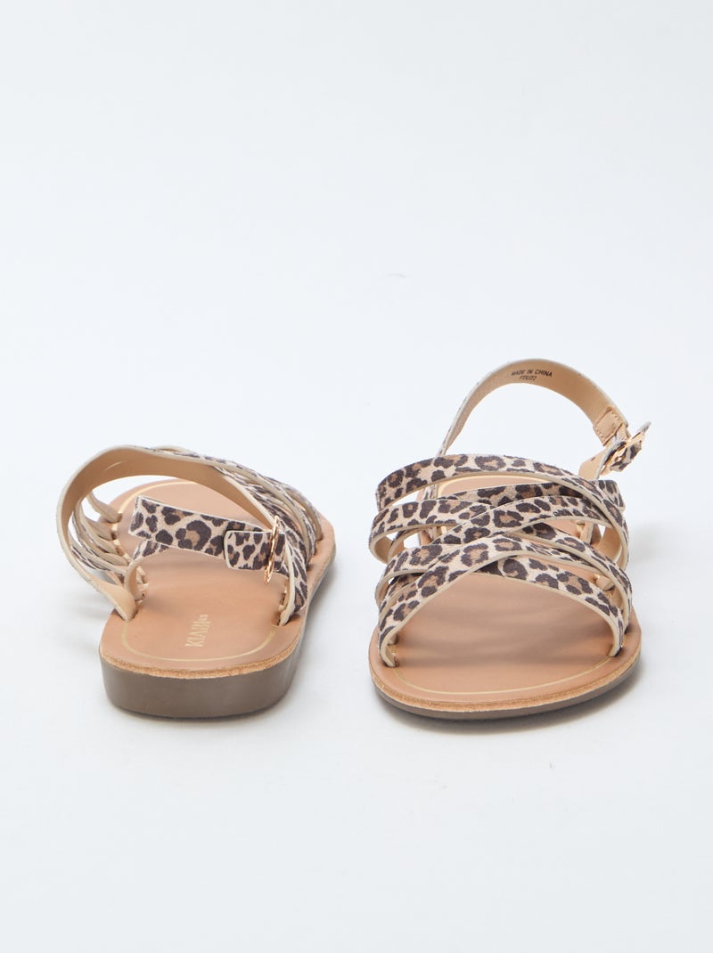 Sandalias de tiras con estampado de leopardo Marron - Kiabi