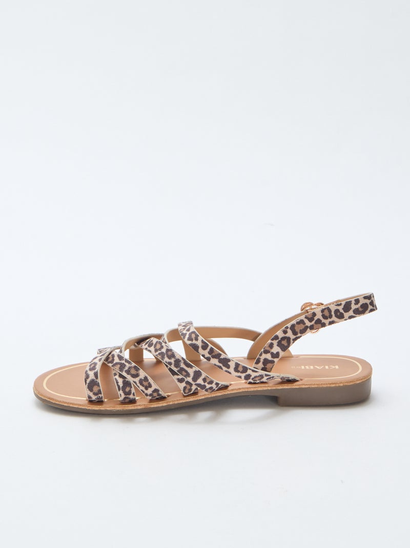 Sandalias de tiras con estampado de leopardo Marron - Kiabi