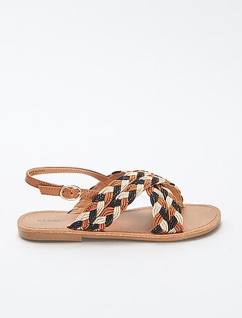 Sandalias de tiras cruzadas tricolores