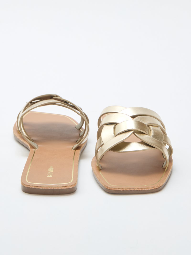 Sandalias de tiras doradas Amarillo - Kiabi