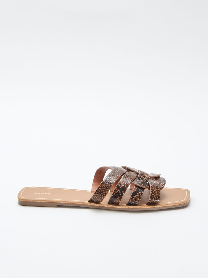 Sandalias de tiras doradas Marron - Kiabi