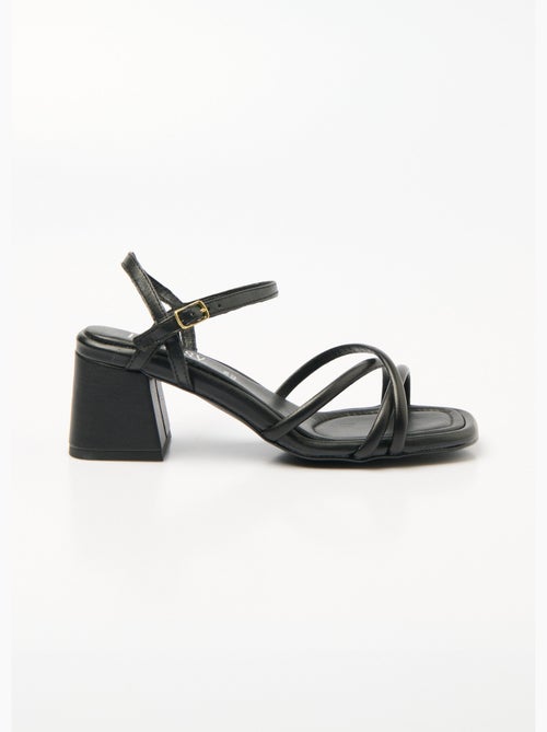 Sandalias de tiras finas con tacón cuadrado - AFIBEL - Kiabi