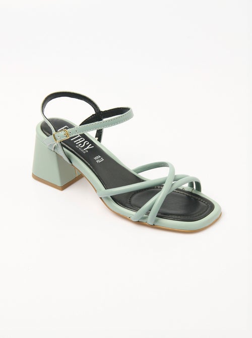 Sandalias de tiras finas con tacón cuadrado - AFIBEL - Kiabi