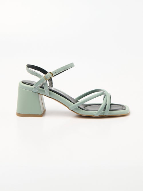 Sandalias de tiras finas con tacón cuadrado - AFIBEL - Kiabi