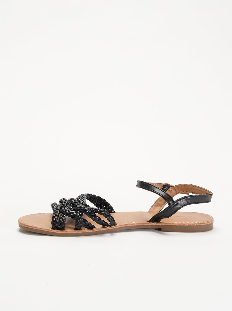 Sandalias de tiras trenzadas Negro - Kiabi