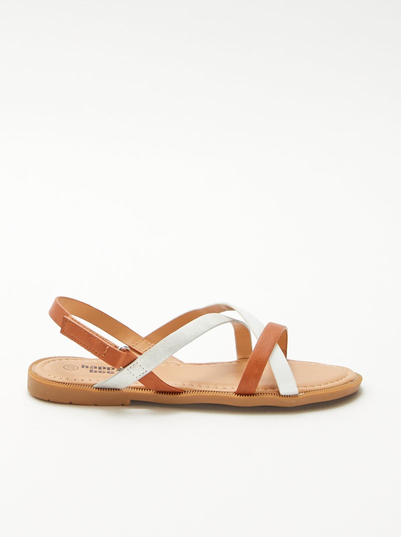 Sandalias de tiras tricolor Marron - Kiabi