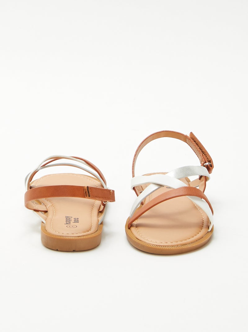 Sandalias de tiras tricolor Marron - Kiabi