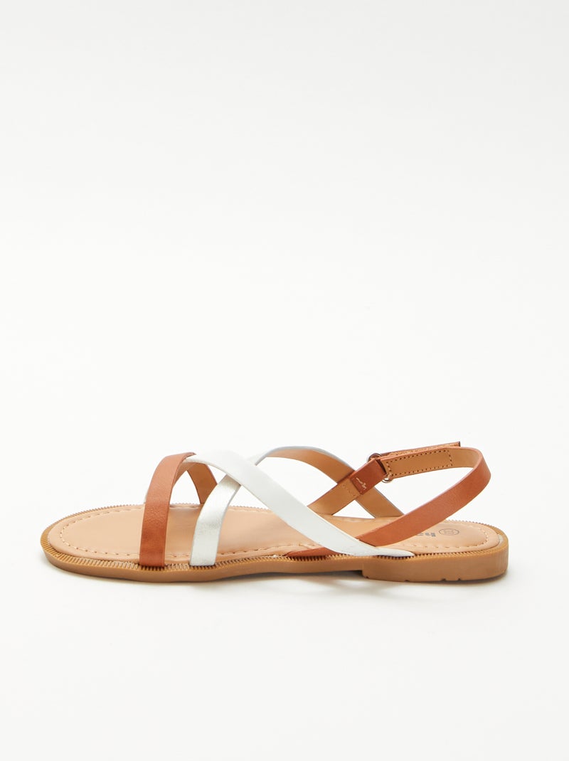 Sandalias de tiras tricolor Marron - Kiabi