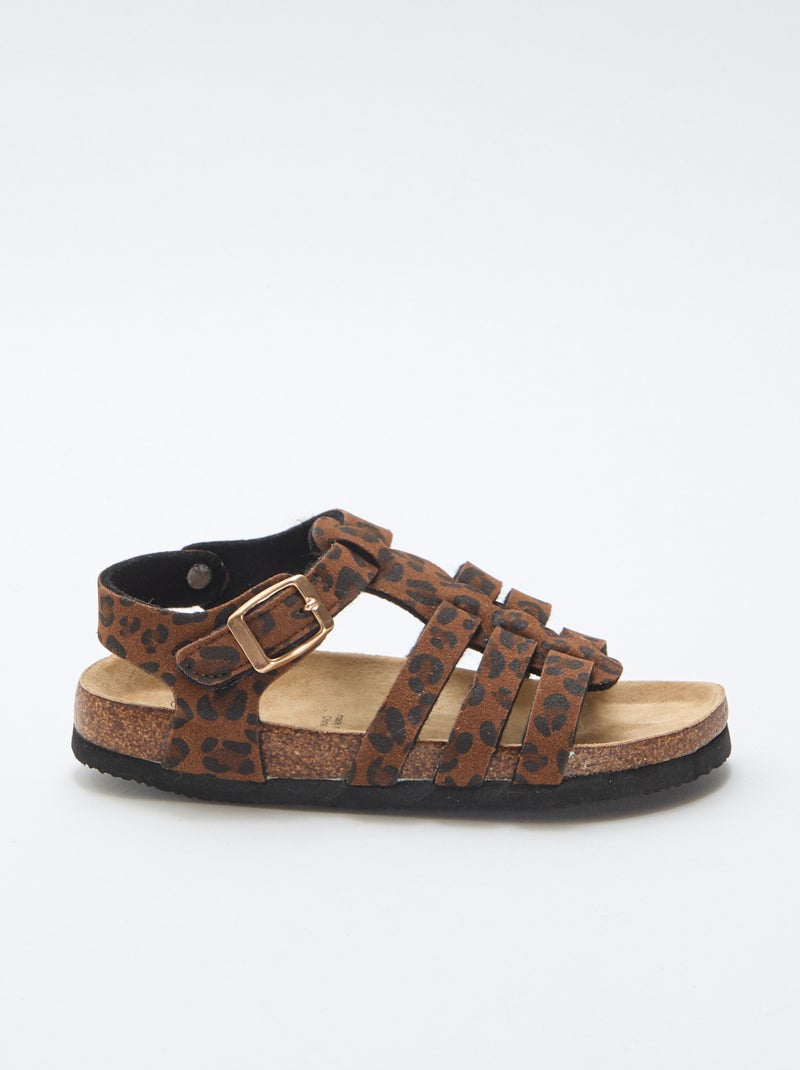 Sandalias de triple tira Marron - Kiabi