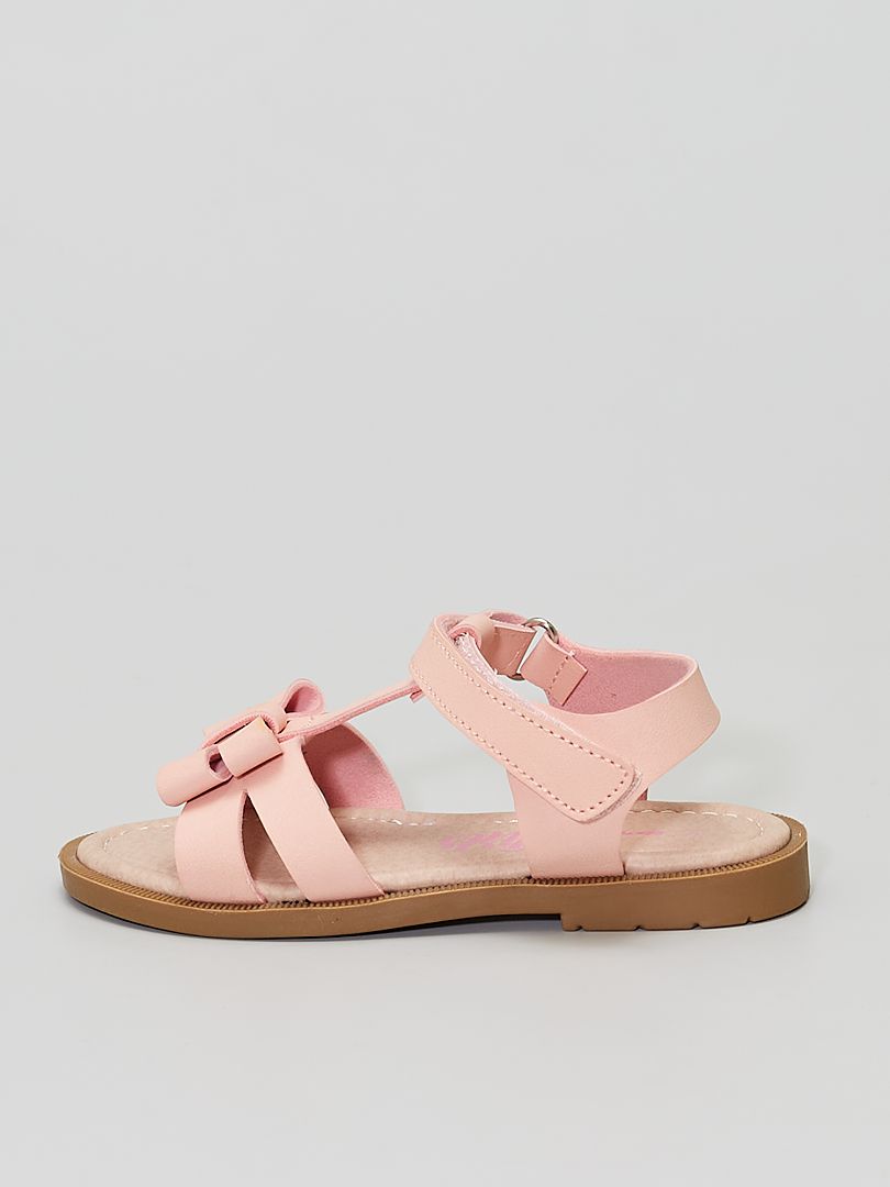 Sandalias de velcro con lazo rosa - Kiabi