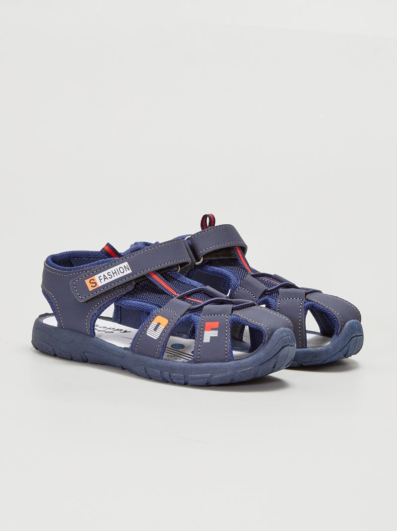 Sandalias deportivas de dos materiales azul navy - Kiabi