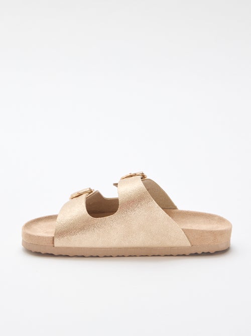 Sandalias doradas con hebilla de flores - Kiabi