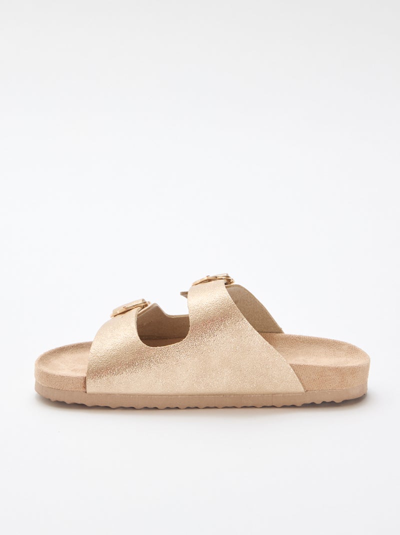 Sandalias doradas con hebilla de flores Amarillo - Kiabi
