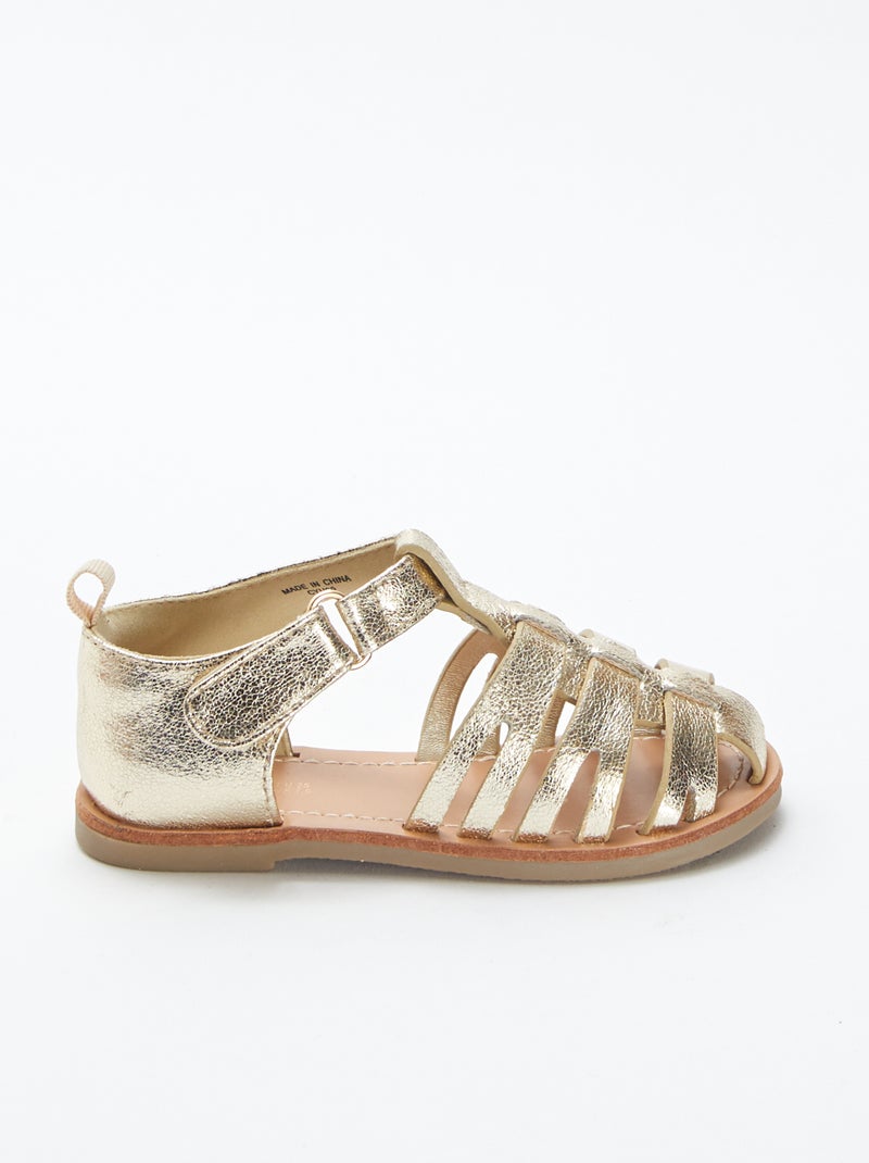 Sandalias doradas con velcros BEIGE - Kiabi
