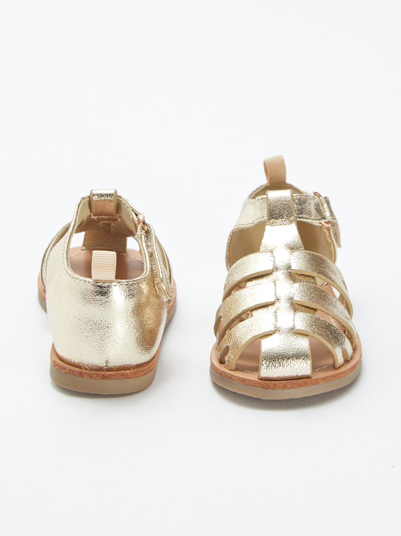 Sandalias doradas con velcros BEIGE - Kiabi