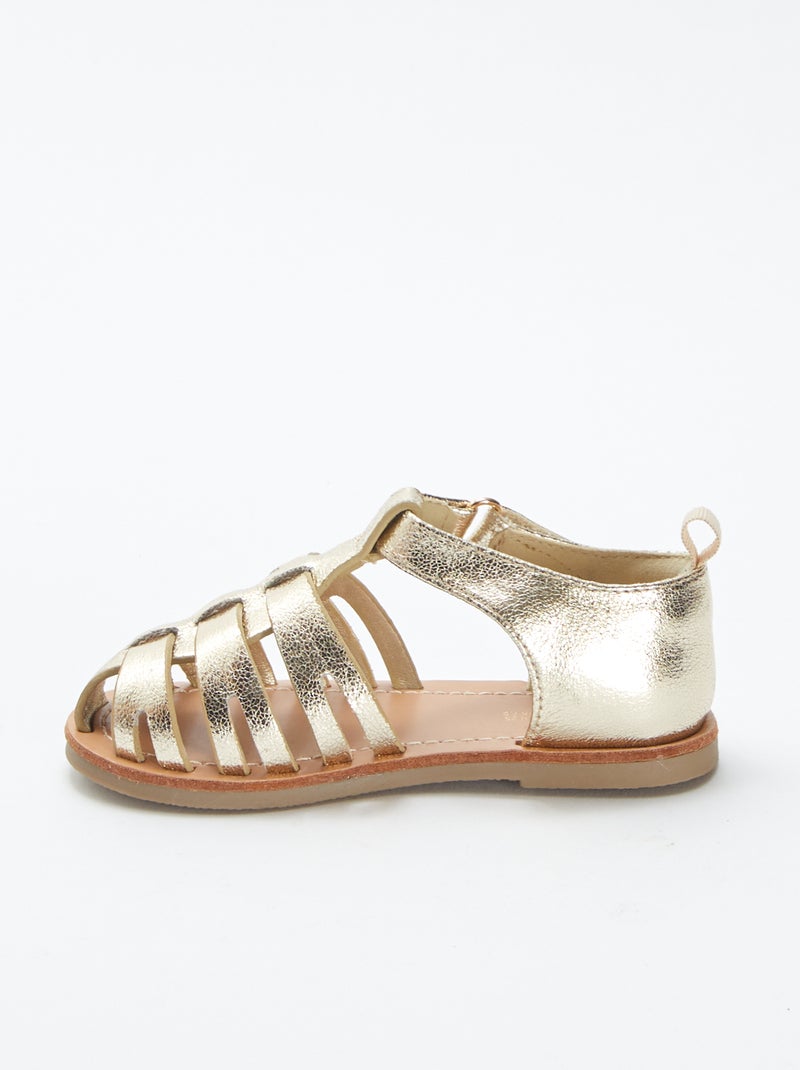 Sandalias doradas con velcros BEIGE - Kiabi