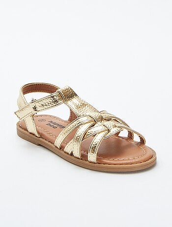 Sandalias doradas multitiras