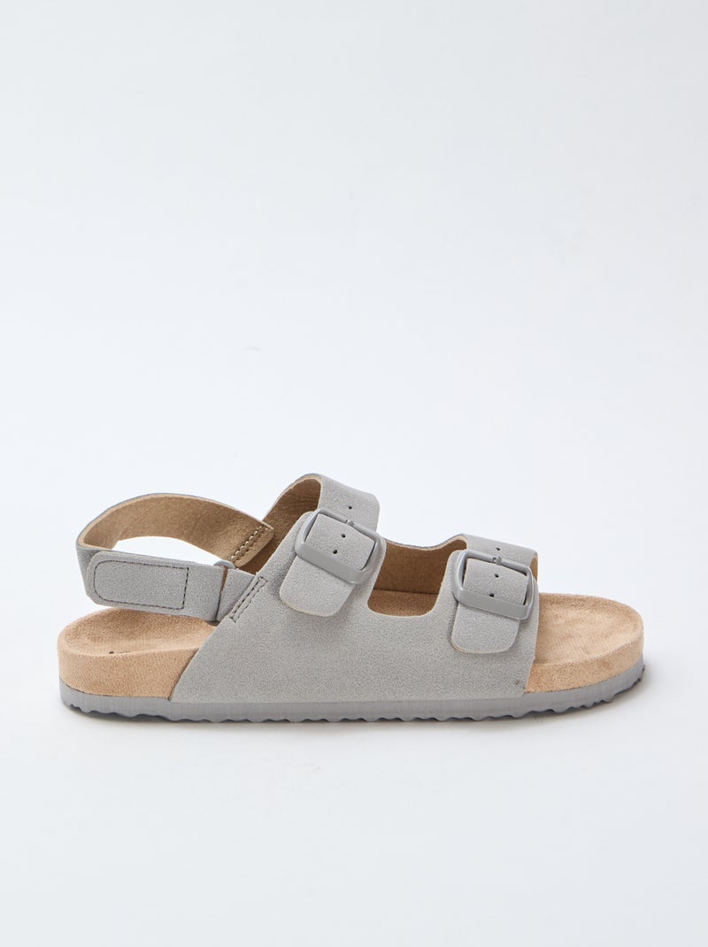 Sandalias efecto ante ajustables Gris - Kiabi