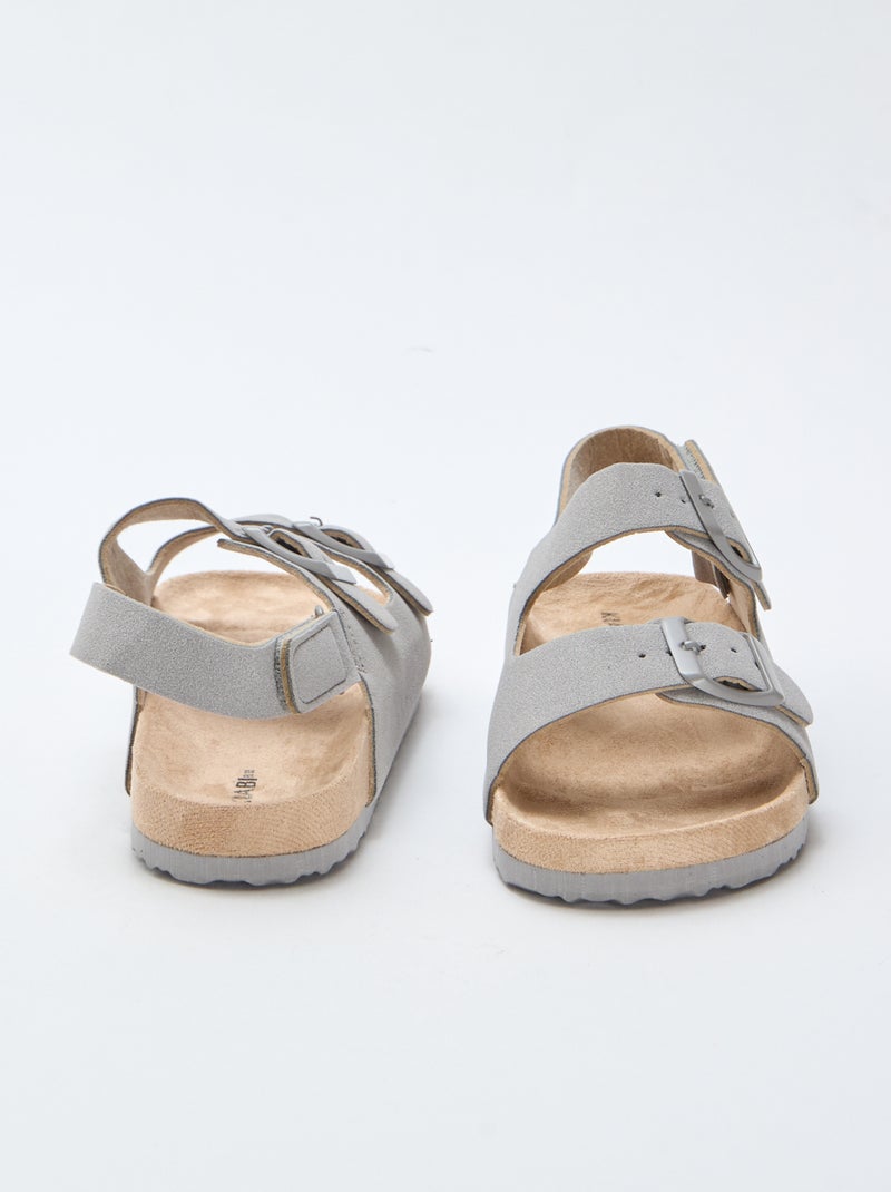 Sandalias efecto ante ajustables Gris - Kiabi