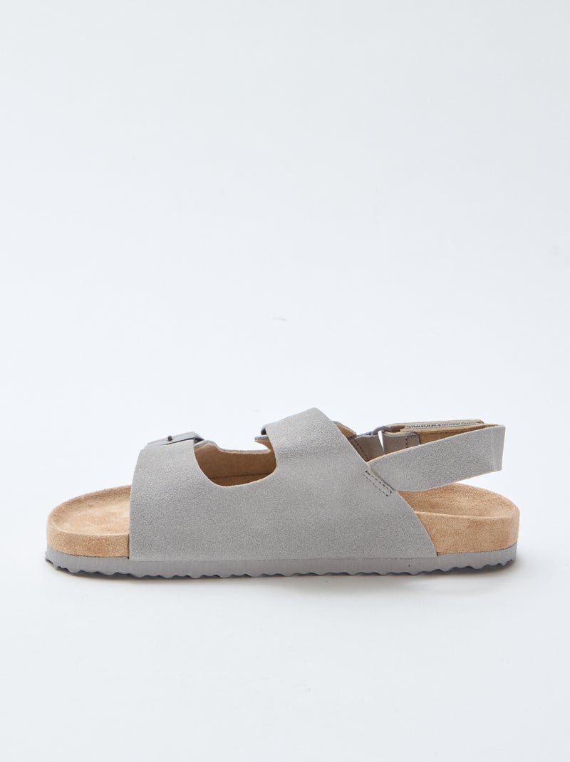 Sandalias efecto ante ajustables Gris - Kiabi