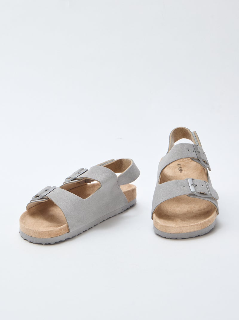 Sandalias efecto ante ajustables Gris - Kiabi