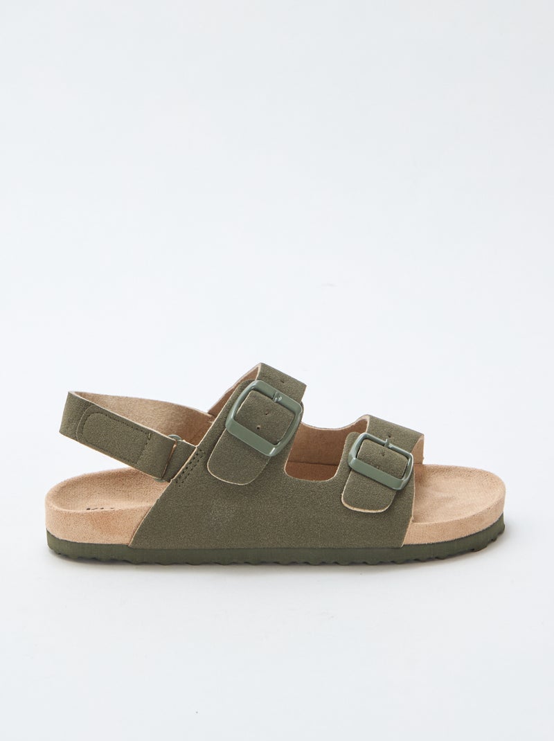 Sandalias efecto ante ajustables Kaki - Kiabi