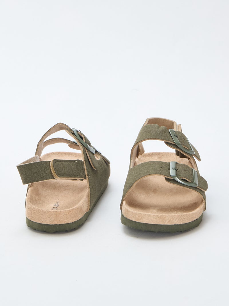 Sandalias efecto ante ajustables Kaki - Kiabi