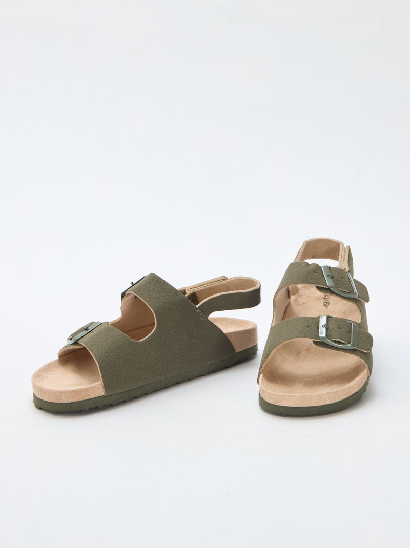 Sandalias efecto ante ajustables Kaki - Kiabi