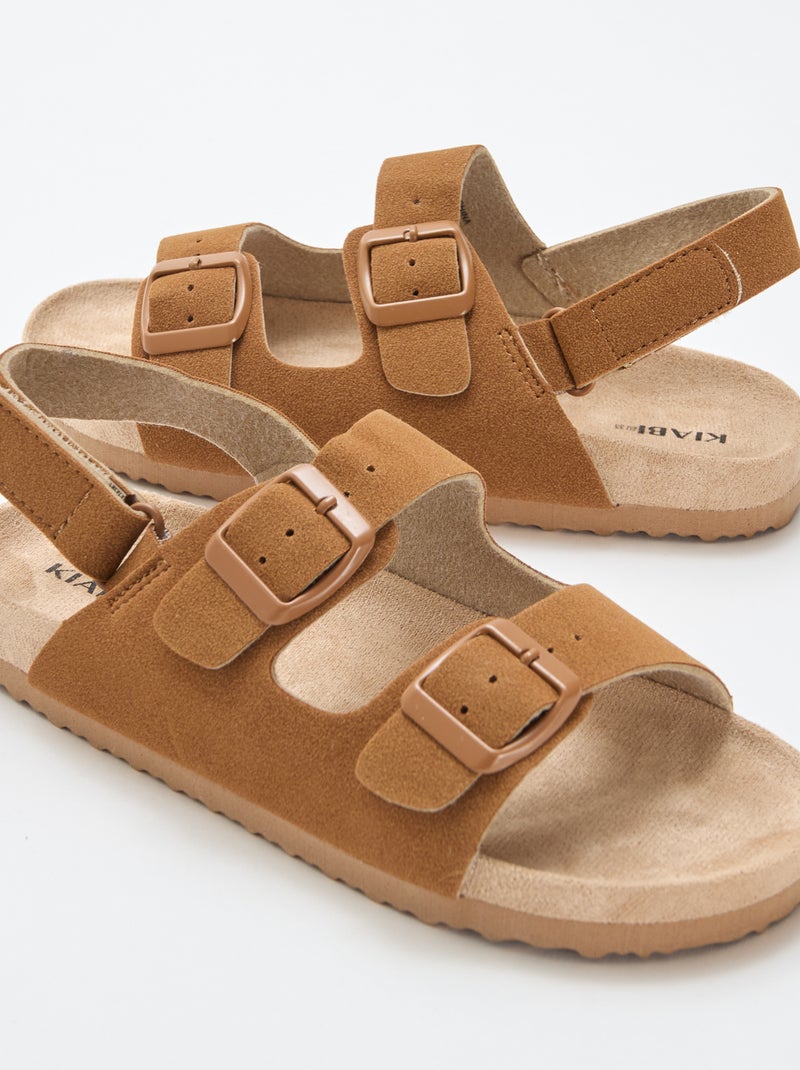 Sandalias efecto ante ajustables Marron - Kiabi