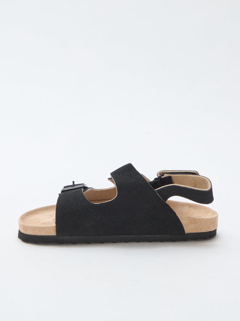 Sandalias efecto ante ajustables Negro - Kiabi