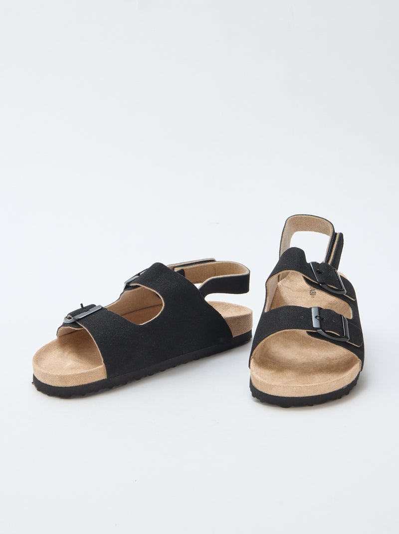 Sandalias efecto ante ajustables Negro - Kiabi