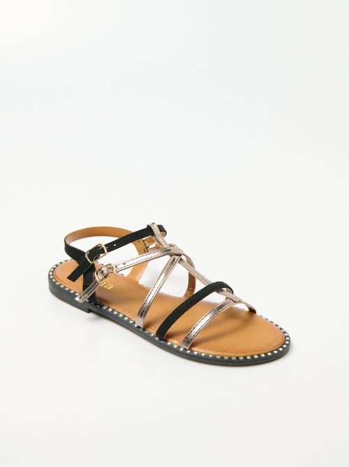 Sandalias gladiadoras de dos materiales con tiras - AFIBEL - Kiabi
