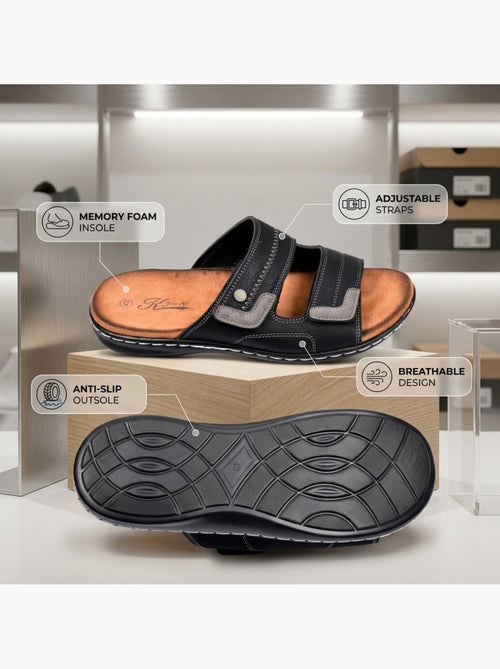 Sandalias hombre confort doble velcro suela memoria de forma OZABI - Kiabi