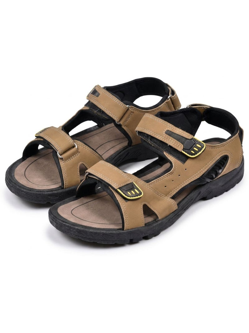 Sandalias hombre confort marcha regulables suela antideslizante OZABI Camel - Kiabi