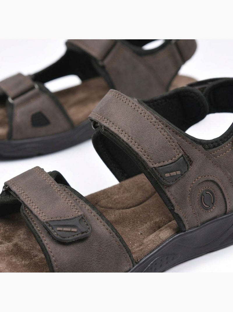 Sandalias hombre confort marcha regulables suela antideslizante OZABI Marrón oscuro - Kiabi