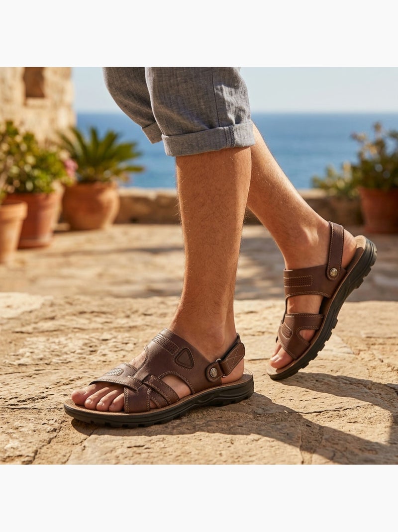 Sandalias Hombre Confort Suela Flexible Antideslizante OZABI Marrón glaseado - Kiabi