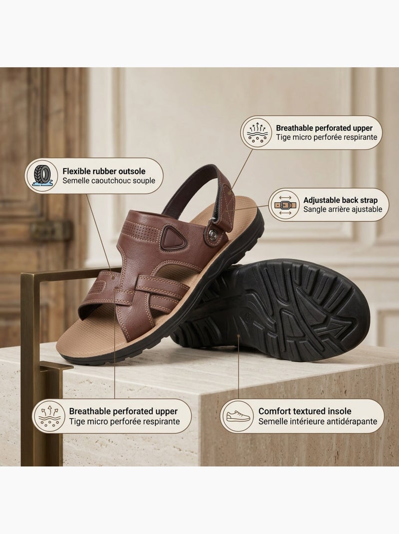 Sandalias Hombre Confort Suela Flexible Antideslizante OZABI Marrón glaseado - Kiabi