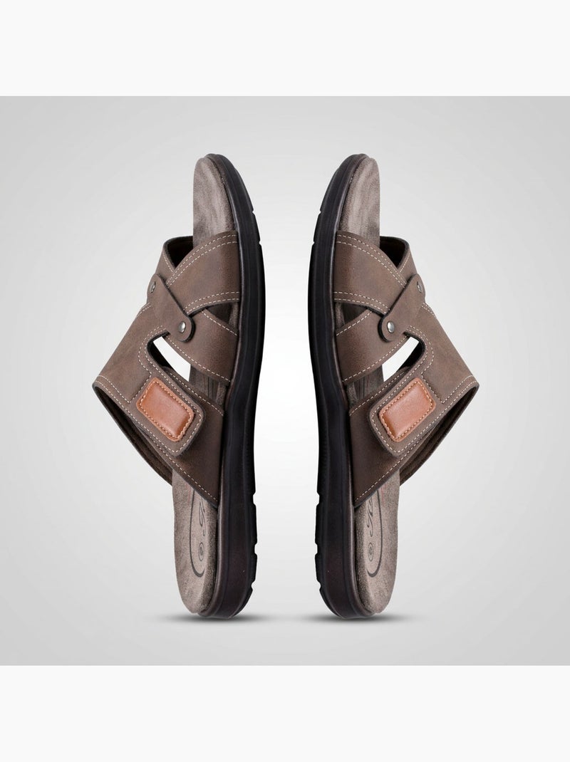 Sandalias hombre cruzadas confort velcro verano OZABI(Caracteres: 57) Marrón - Kiabi
