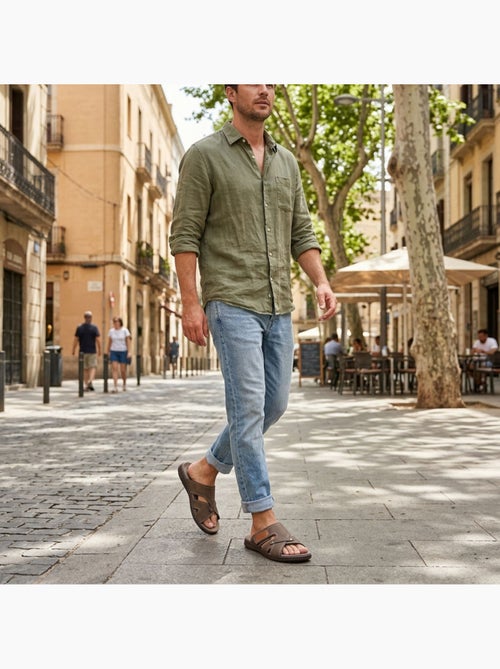 Sandalias hombre cruzadas confort velcro verano OZABI(Caracteres: 57) - Kiabi