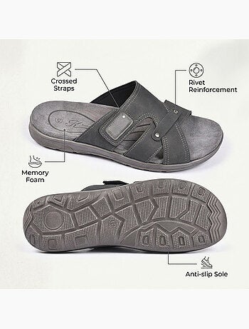 Sandalias hombre cruzadas confort velcro verano OZABI(Caracteres: 57)