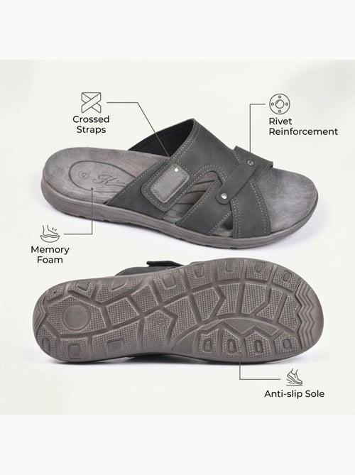 Sandalias hombre cruzadas confort velcro verano OZABI(Caracteres: 57) - Kiabi