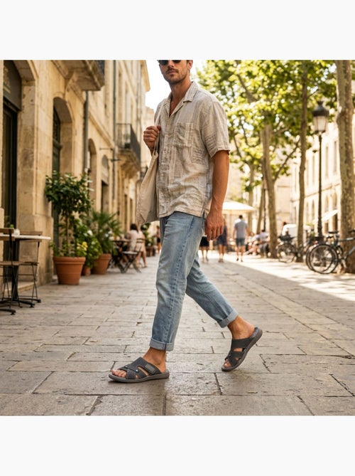 Sandalias hombre cruzadas confort velcro verano OZABI(Caracteres: 57) - Kiabi